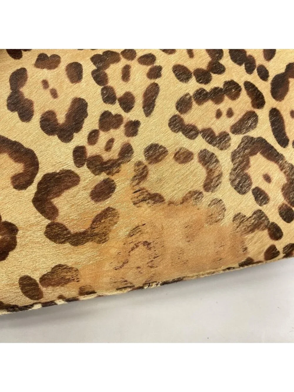 Fendi Handbag Leopard Calf Hair Brown Silver